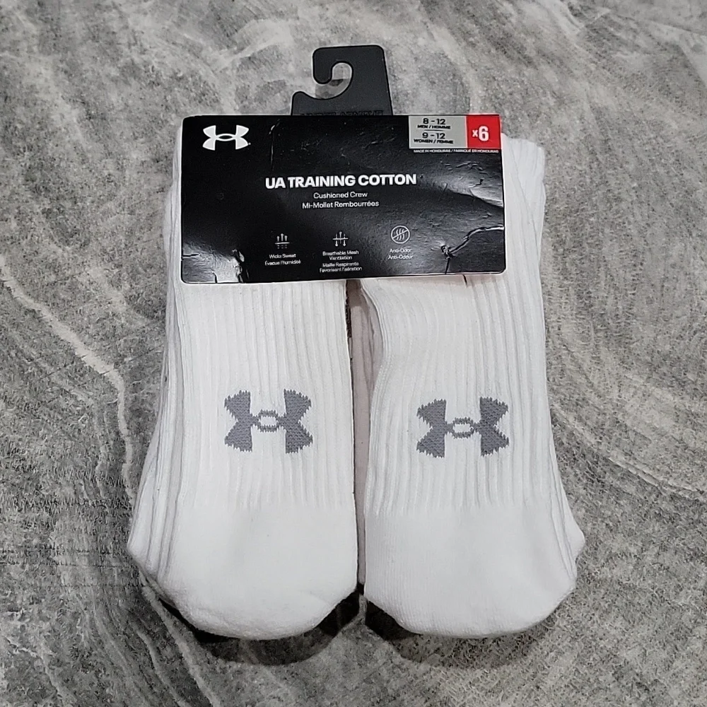 NWT UNISEX Under Armour 6pk Cushioned Crew Socks